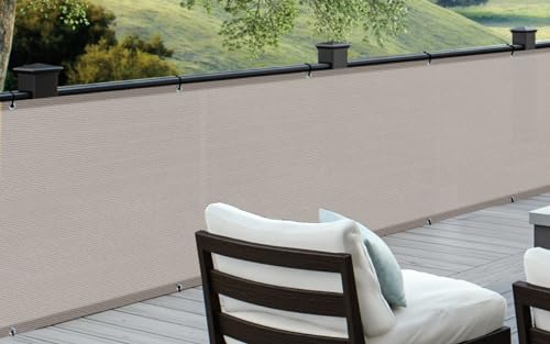 Cool Area Pantalla HDPE para Balcón Jardín Protección de Privacidad,Protección UV,Resistente al Viento,con Ataduras de Cables,90x600 cm,Taupe