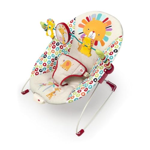 Bright Starts hamaca portátil para bebés, asiento infantil con vibraciones relajantes y barra de juguetes extraíble, 0-6 meses (Playful Pinwheels)