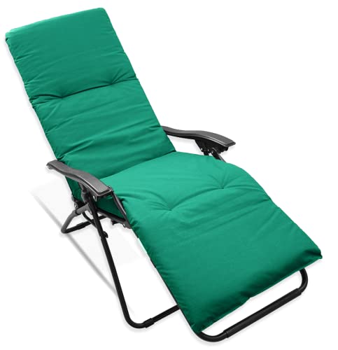 CHELY INTERMARKET - Cojín de Exterior Acolchado para tumbonas y sillas de jardín con sujeción elástica 180x55x8cm (Verde) Diseño con Estampado y sin Estampado para palets, hamacas, sofás y más.