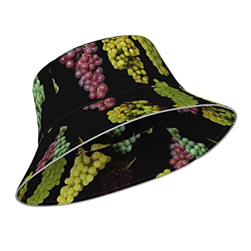IUBBKI Sombrero de pescador con estampado de uvas reflectantes a rayas, sombrero de playa para mujeres y hombres, Como se muestra en la imagen, L-3XL