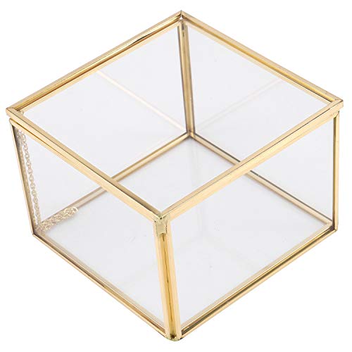 Cliettilw Caja de almacenamiento de joyas de cristal de la geometría jardín de la joyería espejo caja de almacenamiento de la decoración de la caja