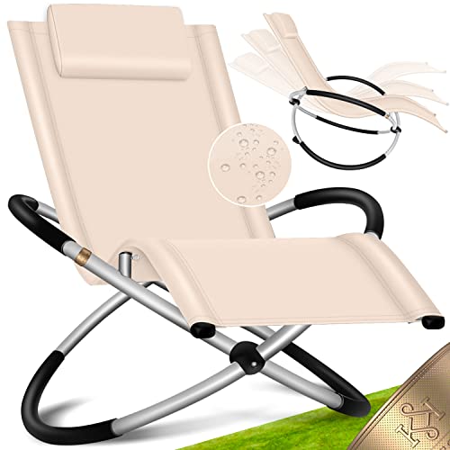 Kesser® Tumbona, Silla Relax| de jardín | Plegable | Sofá de Columpio | Mecedora | ergonómicas reclinables | Resistente a la Intemperie, Beige