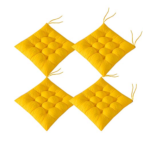 AIITLLYNA - Juego de 4 Almohadillas para Silla con Lazos para sillas y Comedor, para jardín, Patio, Cocina, Comedor, 40 x 40 cm, Color Amarillo