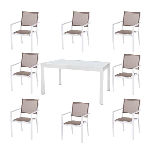 LOLAhome Conjunto de Mesa Extensible y 8 sillas de jardín Thais...