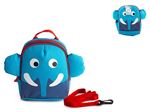 LULABI Mochila para bebés con correas ajustables, diseño de elefante, mochila infantil de animales, para niños, óptima para el jardín de infancia, escuela y viajes, dimensiones 21 x 11 x 26 cm, Azul