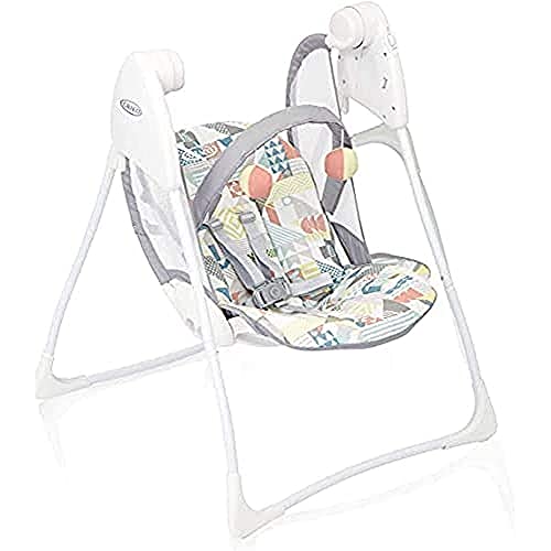 Graco Deleite Columpio 1H95Ptweu - Bebé silla portátil con batería de 2 velocidades con pliegue compacto, unisex, color blanco/gris