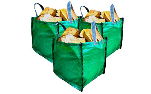 Bolsas de basura de jardín – 90 Sacos – Con asas inferiores – Heavy Duty Jardín reciclable para almacenamiento de hojas de hierba (3, 90 L (45 x 45 x 45 cm)