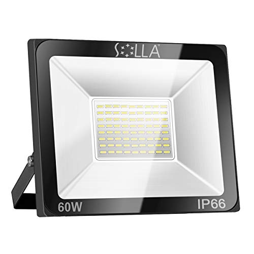 Foco LED 60W IP66 Luz de Seguridad Exterior Impermeable, 4800LM, Luz Blanca 6000K, Foco Exterior de Pared para Patio, Garaje, Almacén, Parking, Jardín, Carreteras, Calles, Plazas, etc.