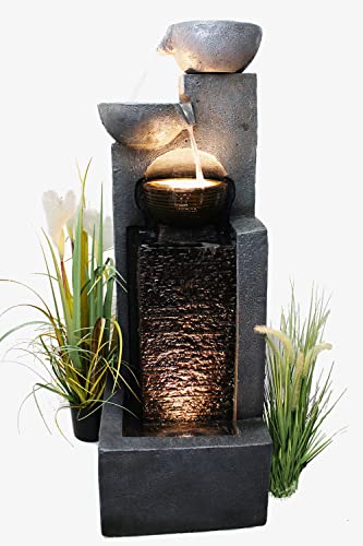 Gran Fuente de jardín con Fuente de iluminación LED, Fuente de Agua en Cascada, decoración de jardín