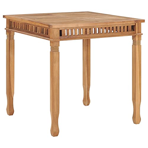 TEKEET Muebles para el hogar Mesa de comedor de jardín 80x80x80 cm tamaño madera maciza de teca