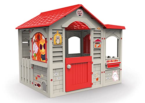Chicos - Grand Cottage XL Casita Infantil de Exterior, Fabricado en plástico Resistente, Duradero de fácil Montaje, Color Beige con Tejado Rojo, Única (89627)