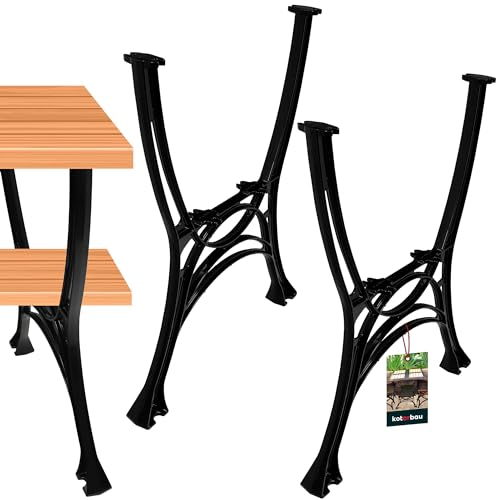KOTARBAU® Juego de 2 patas de mesa de 69 x 56 cm, estructura de aluminio para jardín, patas de mesa, patas de mesa de metal negro, patas de mesa, patas de mesa, patas de muebles, patas de mesa, patas