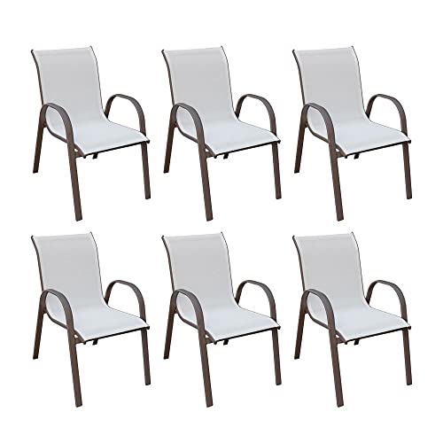 LOLAhome Set de 6 sillas de jardín apilables Neila con Brazos de...