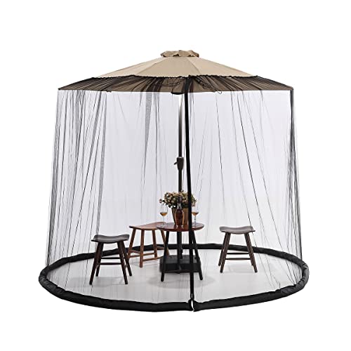 LiveGo Mosquitera para paraguas, sombrilla de patio, malla para cubierta de sombrilla de patio, 7 pies a 12 pies para patio al aire libre con red de poliéster, base rellenable (300x230cm, negro)