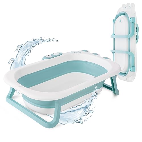 Babify Shower Bañera Plegable de Bebe - Sin Cojin - Plegado ultra compacto - Antideslizante - Color Menta - Nuevo Modelo