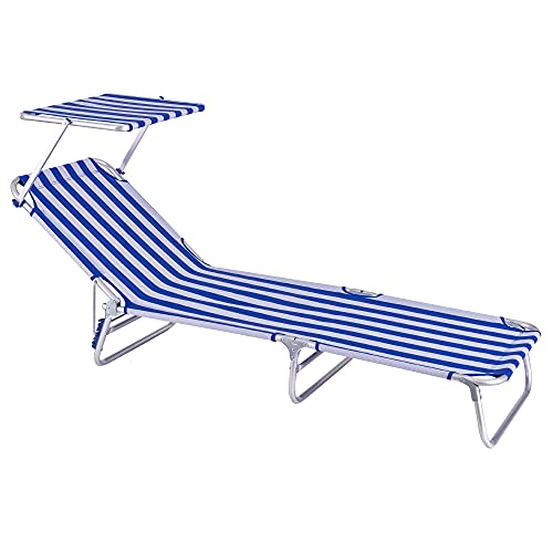 LOLAhome Tumbona Playa con Parasol, reclinable de 3 Posiciones...