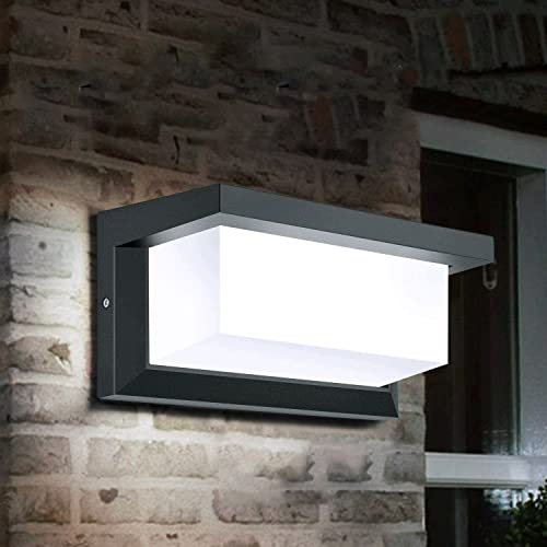 DAXGD Apliques de Pared Exterior 16W, Lámpara de Pared LED Impermeable IP65, Aplique exterior cuadrado para balcón jardín terraza, Blanco Frio 6500K, negro