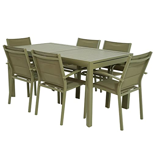 Juego de mesa con 6 sillas de jardín de exterior de aluminio...