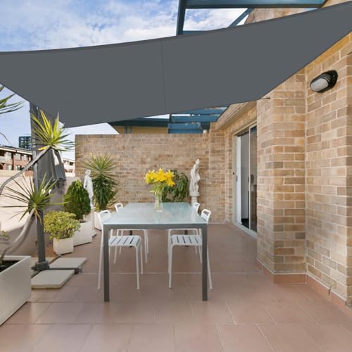 HENG FENG Toldo Vela de Sombra Impermeable Rectangular 3x4m Poliéster Protección Rayos UV Resistente para Terraza Patio Exterior Jardín Color Antracita