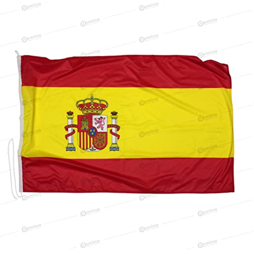 Domina Bandera España 100x70 cm en Tela náutico Resistente al Viento 115g/m², Bandera española 100x70 Lavable, Bandera de Espana 100x70 cordón, Doble Costura perimetral y Cinta de Refuerzo