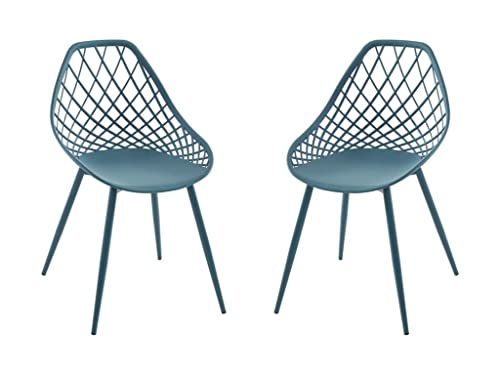 Vente-Unique - Juego de 2 sillas de jardín de Polipropileno con Patas de Metal - Verde Azulado - Malaga