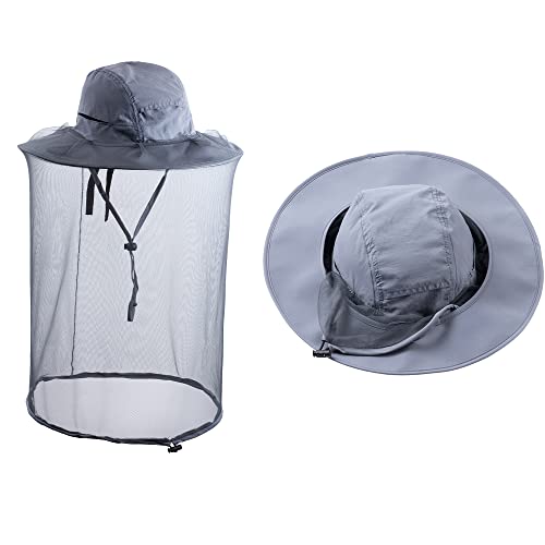 ZffXH Head Net Safari Hat para Hombres y Mujeres Jardinería Senderismo Pesca Sun Cap con Malla Mosquitera