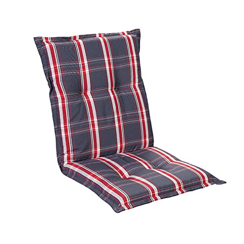 Homeoutfit24 Prato - Cojín Acolchado para sillas de jardín, Hecho en Europa, Respaldo bajo, Resistente a los Rayos UV, Poliéster, Relleno de Espuma, 103 x 52 x 8 cm, 1 Unidad, Gris/Rojo