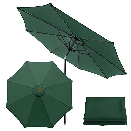 Roadtime Toldo de repuesto para sombrilla de 9.8 pies, paño de repuesto universal para paraguas, cubierta de sombrilla de jardín para jardín, patio, playa, piscina (3 m/8 varillas, verde)