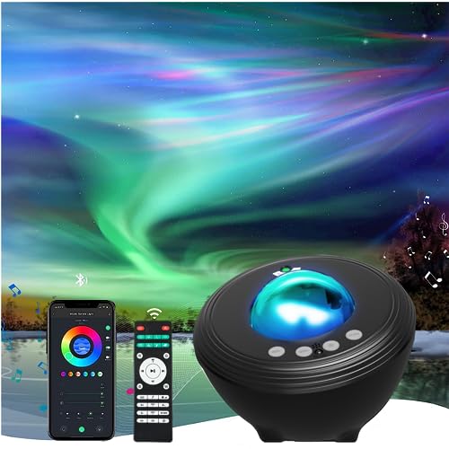 Proyector estrellas Aurora Galaxia Música Techo Proyector luz nocturna para bebe niños adultos con somnífero ruido blanco, compatible con Alexa