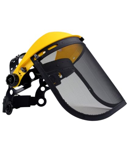 Oregon Visera de Seguridad con Malla Metálica Protectora, Protección Facial Ajustable, de aleación de acero y policarbonato, Negro, amarillo