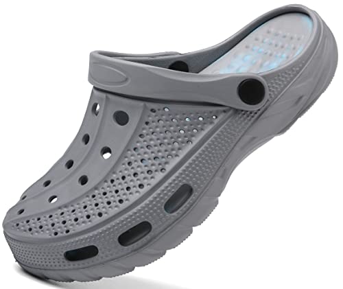 ChayChax Zuecos con Soporte de Arco para Mujer Hombre Verano Zapatos de Jardín Zapatillas de Playa Piscina con Ortopedicas Plantillas, Camo Gris, 40/41 EU (Fabricante 270)