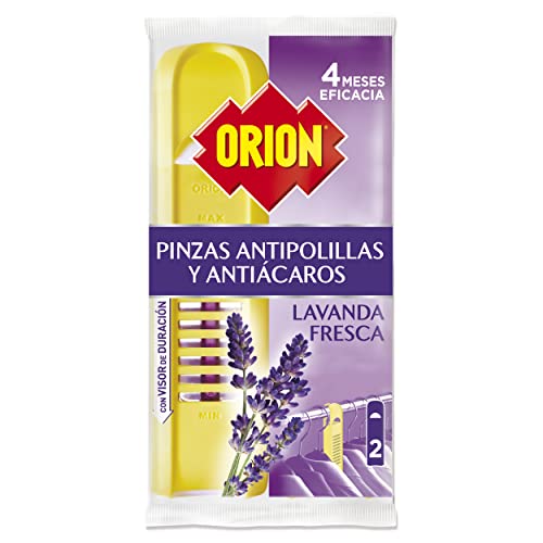 Orion Protección Total - Pinzas Antipolillas para armarios, Aroma Lavanda fresca - 2 pinzas