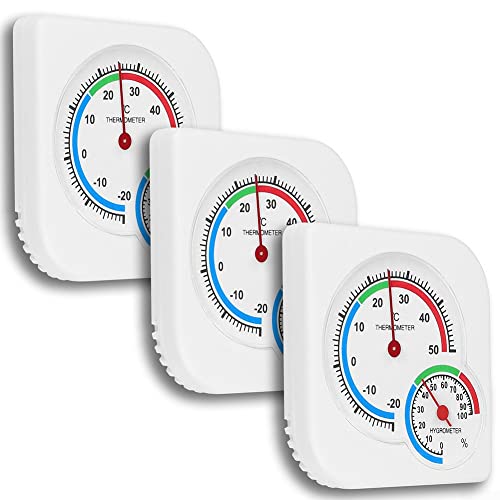 Medidor de temperatura y humedad, 3 unidades, termómetro con higrómetro para interiores y exteriores, jardín, termo analógico de humedad
