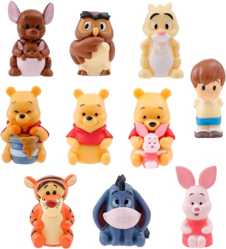Chilful Figuras de personajes de The Pooh, juego de juguetes para cupcakes de Winnie (BJ-Pooh, 10 piezas), KT001