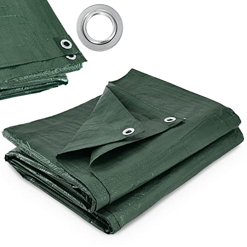 KADAX Lona de tela impermeable, lona de protección reforzada, lona en 10 tamaños diferentes, lona para polar, muebles de jardín, lona verde para barco con ojales (4 x 6 m),K5630