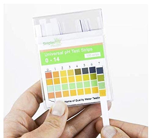 Tiras de prueba para medir el pH de SimplexHealth, universales, con rango de 0 - 14, 100 unidades. Tiras de prueba de con base ácida y guía de pH