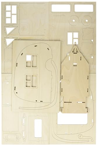 Rayher Miniatura de caravana en 3D, maqueta de madera, 36x18x15 cm, para montar y pintar, 62858505