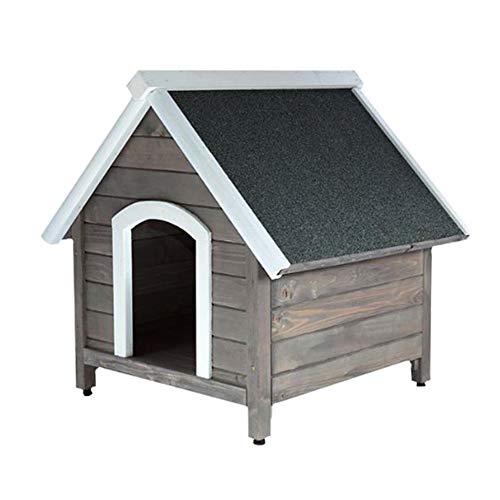 RM E-Commerce Caseta de perro para exteriores, de madera, con tejado puntiagudo, cabaña de madera para perros medianos y grandes, 84 x 100 x 88 cm
