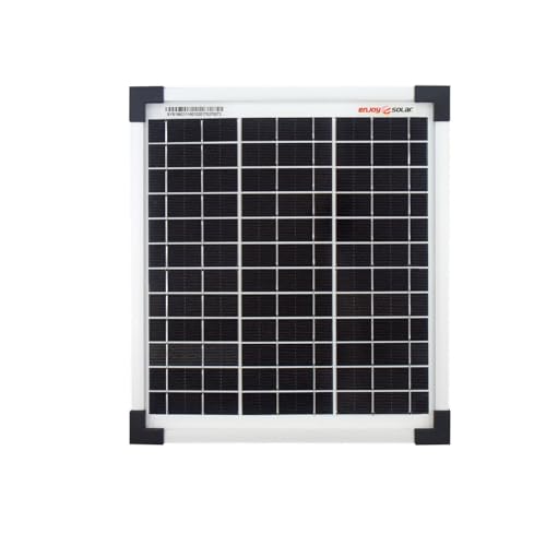 Enjoy solar Mono 10 W 12V Módulo Solar Monocristalino Módulo Fotovoltaico Ideal para Autocaravana, Caseta de Jardín, Barco