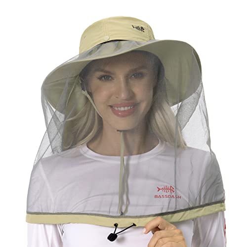 Bassdash UPF 50+ Sombrero para el Sol con mosquitera Oculta y Solapa para el Cuello para Hombres Mujeres al Aire Libre Pesca Senderismo Camping
