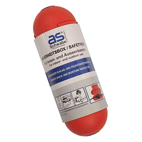 as - Schwabe - Caja de seguridad - Seguridad para el enchufe y la toma de corriente Schuko - Protección fiable - Excelente para el uso en exteriores - Con gancho de suspensión - Rojo