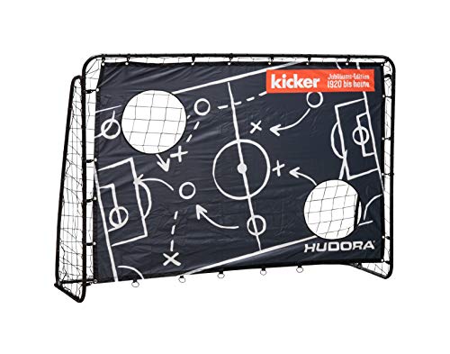 HUDORA Portería de Fútbol con Pared de Gol - Portería de fútbol robusta para niños y adultos al aire libre - Pared de tiro con dos agujeros reforzados