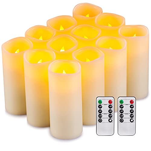 Velas sin llama parpadeo led velas conjunto de 12 (D: 2.2 'x H:...