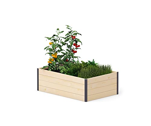 Upyard GardenBox Modern - Jardinera Moderna de Madera - bancal Alto ergonómico para terraza y jardín - Jardinera para Verduras y Hierbas, 120 x 80 x 40 cm, Madera Natural