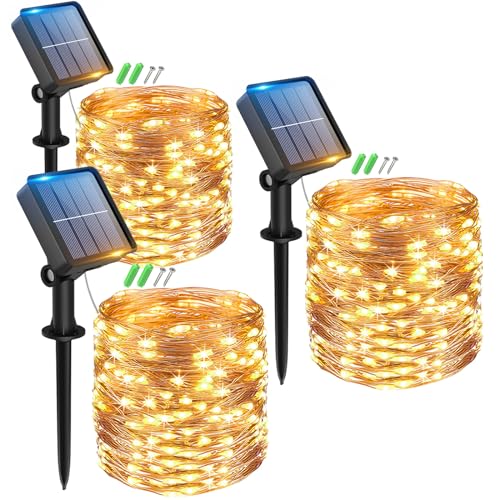 Peasur 【3 Packs Guirnaldas Luces Exterior Solar, Totalmente 36M 360 LED 8 Modos IP65 Cadena de Luces Decoracion para, Terraza, Fiestas, Bodas, Patio, Jardines