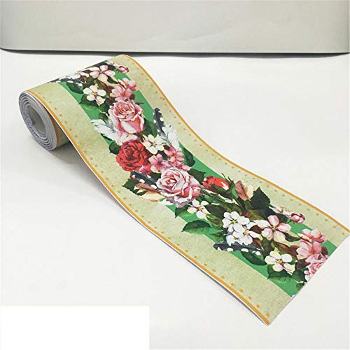 Borde del papel pintado Rosa de jardín Auto Adhesivo del Papel Pintado del PVC Cenefa autoadhesiva para decoración de pared de cocina baño 10.6cm X 1000CM