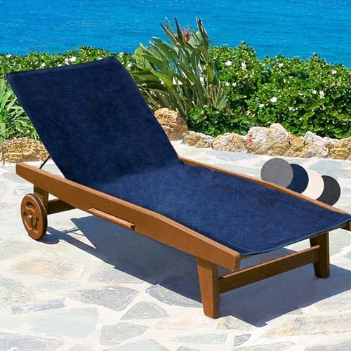 Beautissu XL Toalla Playa para Tumbona Marbella, Playa, Piscina, jardín 70x200cm Antideslizante Tejido Rizo Oeko-Tex - Azul
