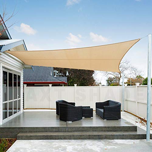 AXT SHADE Toldo Vela de Sombra Impermeable Rectangular 3x4m Protección Rayos UV para Exterior Terraza Patio Jardín-Arena