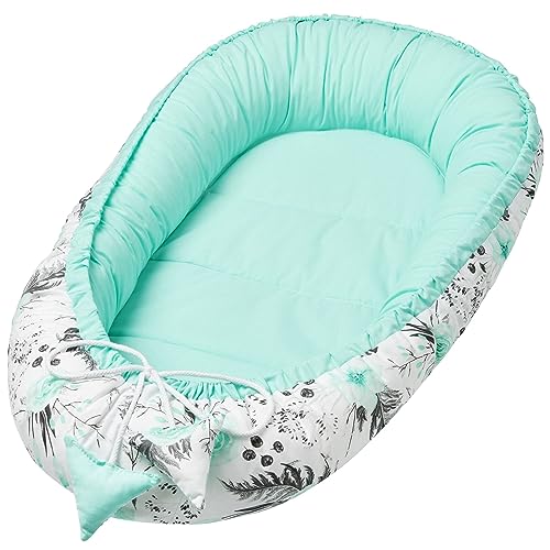 Solvera_Ltd Baby Nest - Reductor para recién Nacidos, Saco de Dormir para bebé, 100% algodón Automobili Talla única (En menta de jardín)