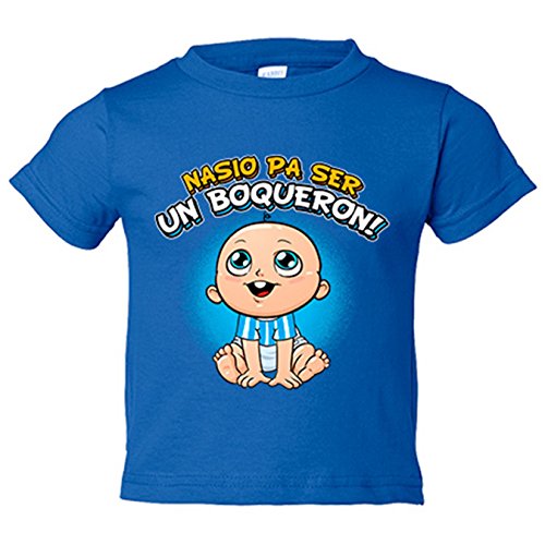 Camiseta bebé nacido para ser un Boquerón para aficionado al fútbol de Málaga - Azul Royal, 1 año
